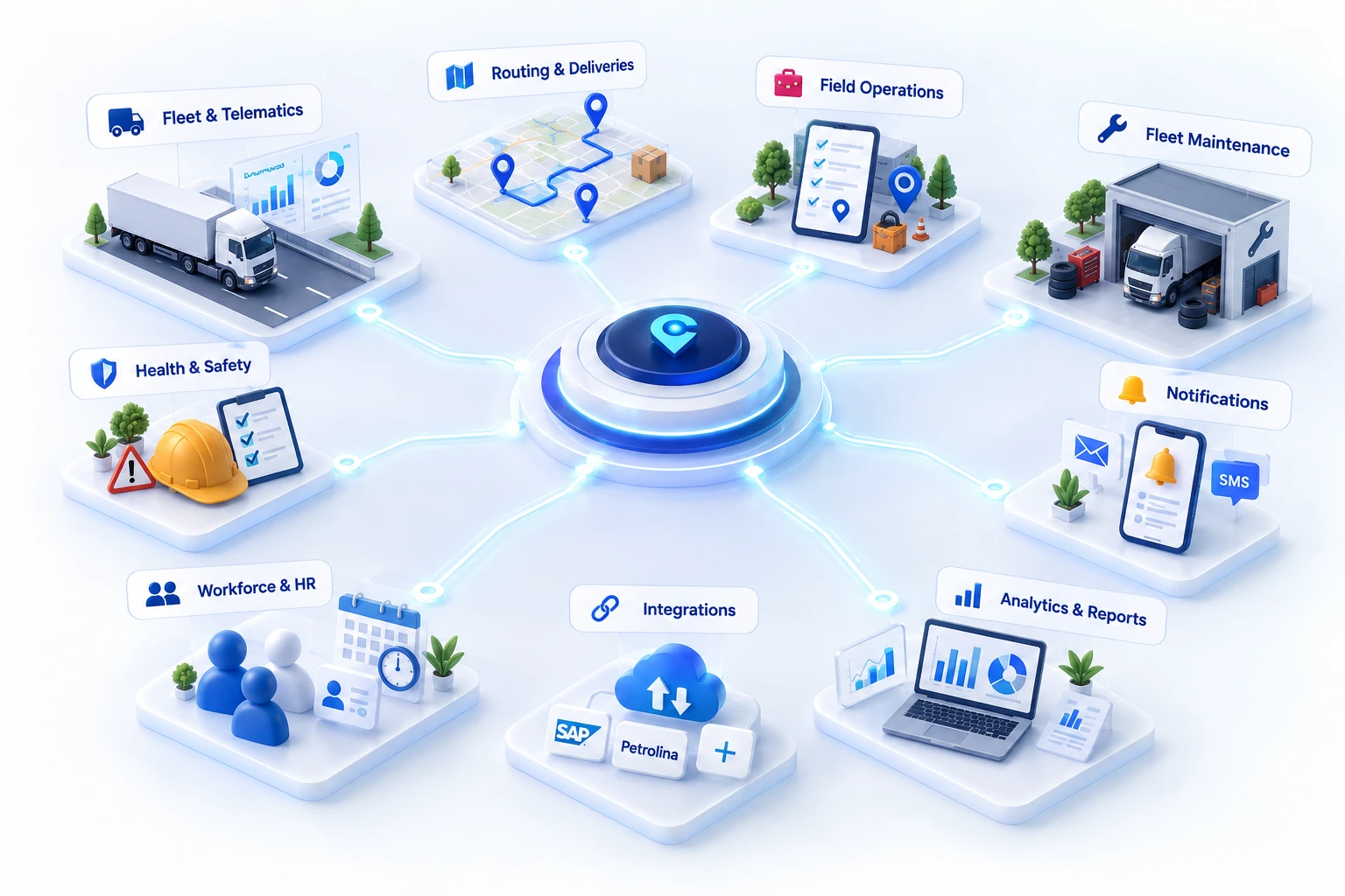 NAVARCHOS AI Business Suite connecting analytics, routes, teams, maintenance, safety and business operations